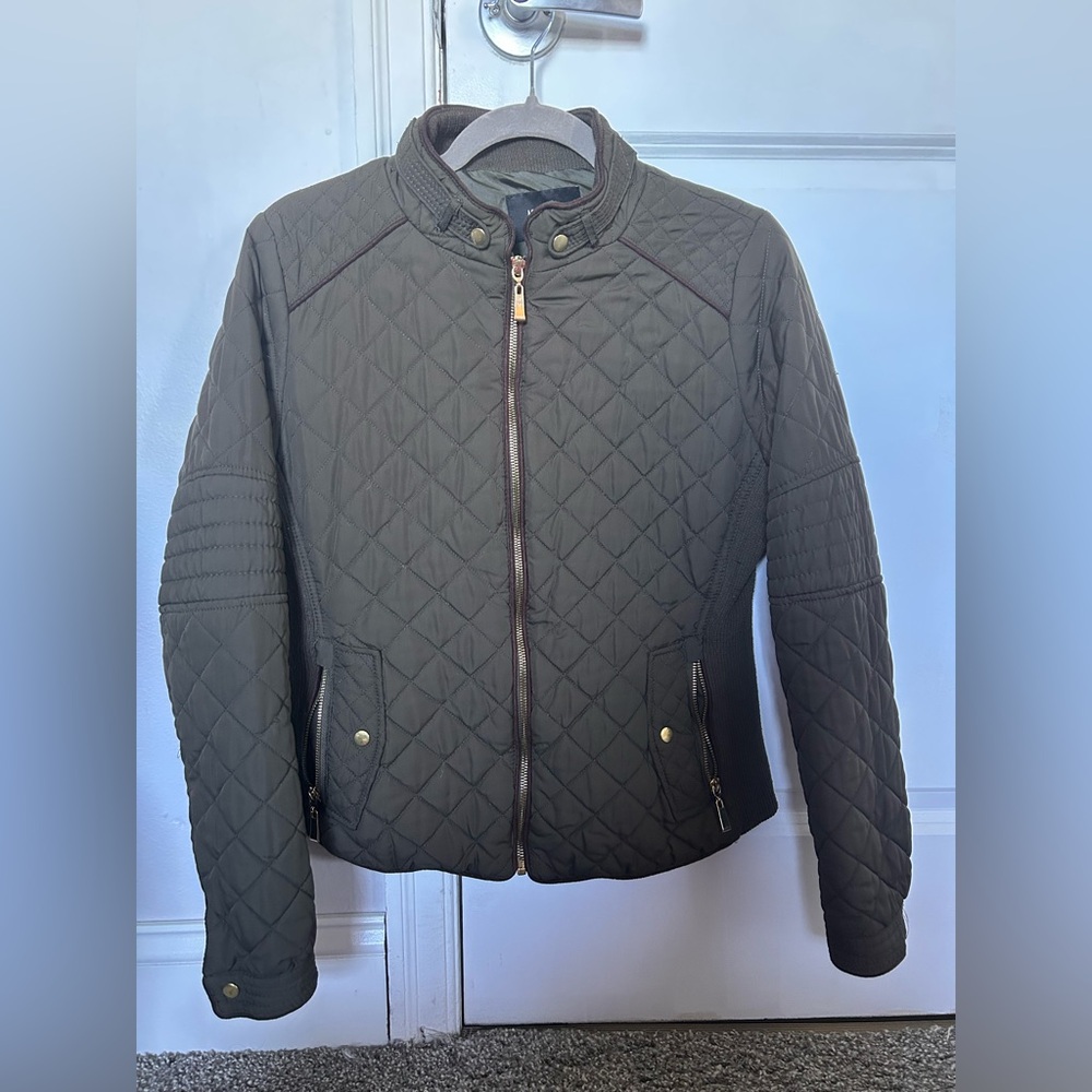 Quilted Puffer Olive Green Jacket Women’s Size M